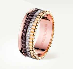 QUATRE CLASSIQUE SMALL RING Yellow, white, pink gold ring and brown PVD